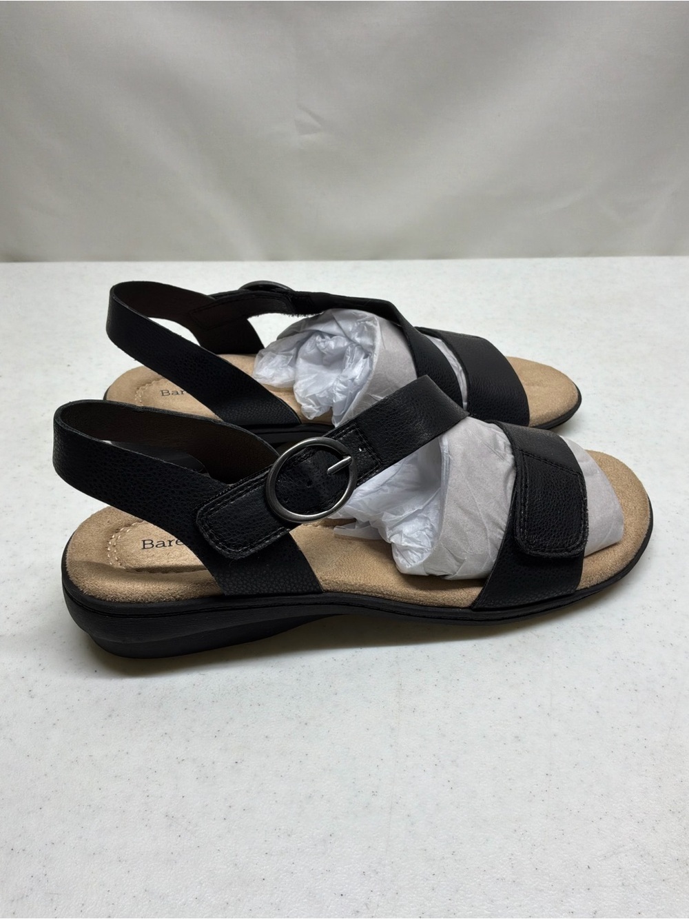 Baretraps Black Leather Slingback Comfort Sandals